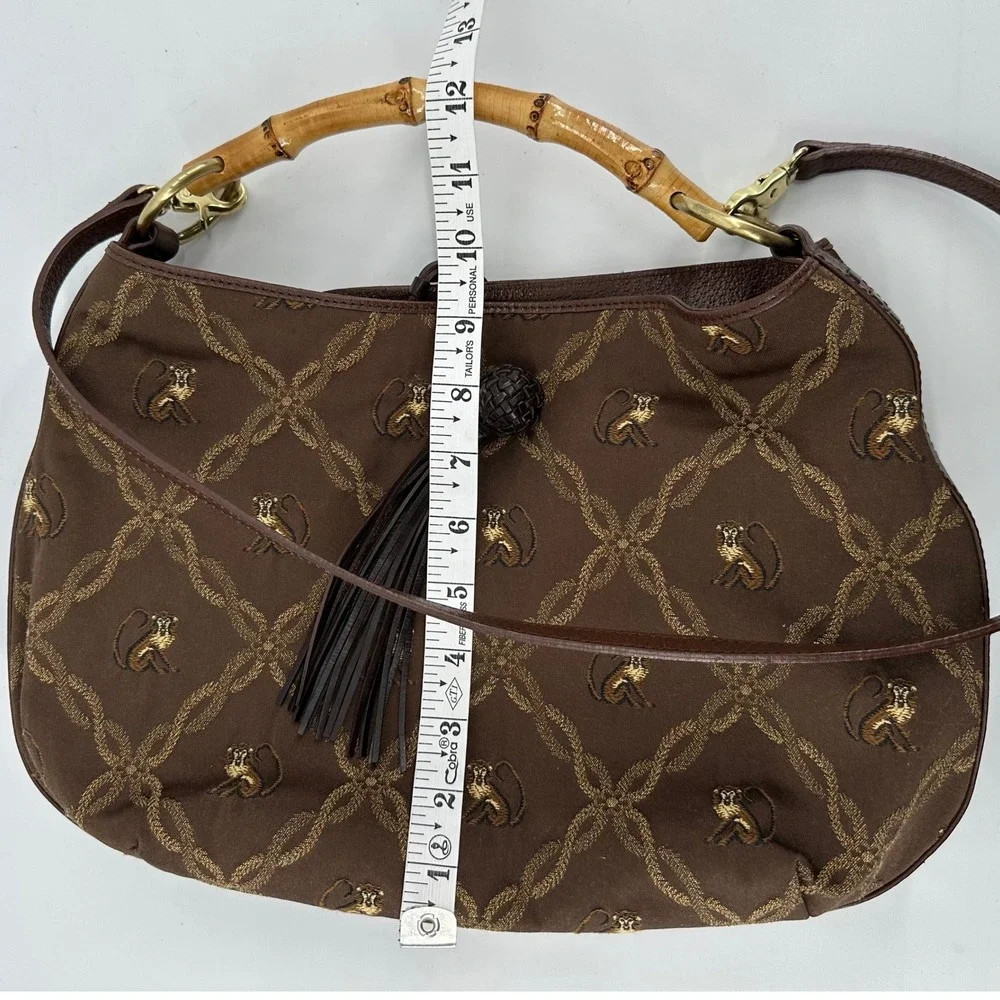 Tommy Bahama‎ Monkey Business Hobo Bag Women Brown Bamboo Coastal Resort Safari